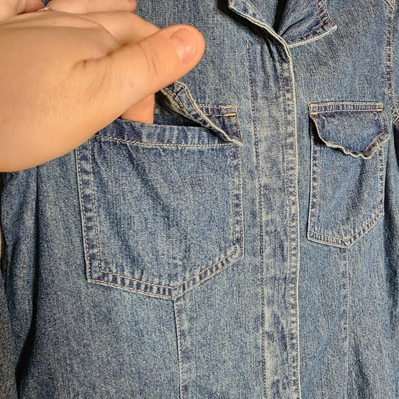 J. Jill Out of the blue denim mini dress tunic.  L/S button front. Size XS - Picture 10 of 14